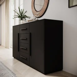 Montalo - Dressoir - Zwart - 150x40x87 cm