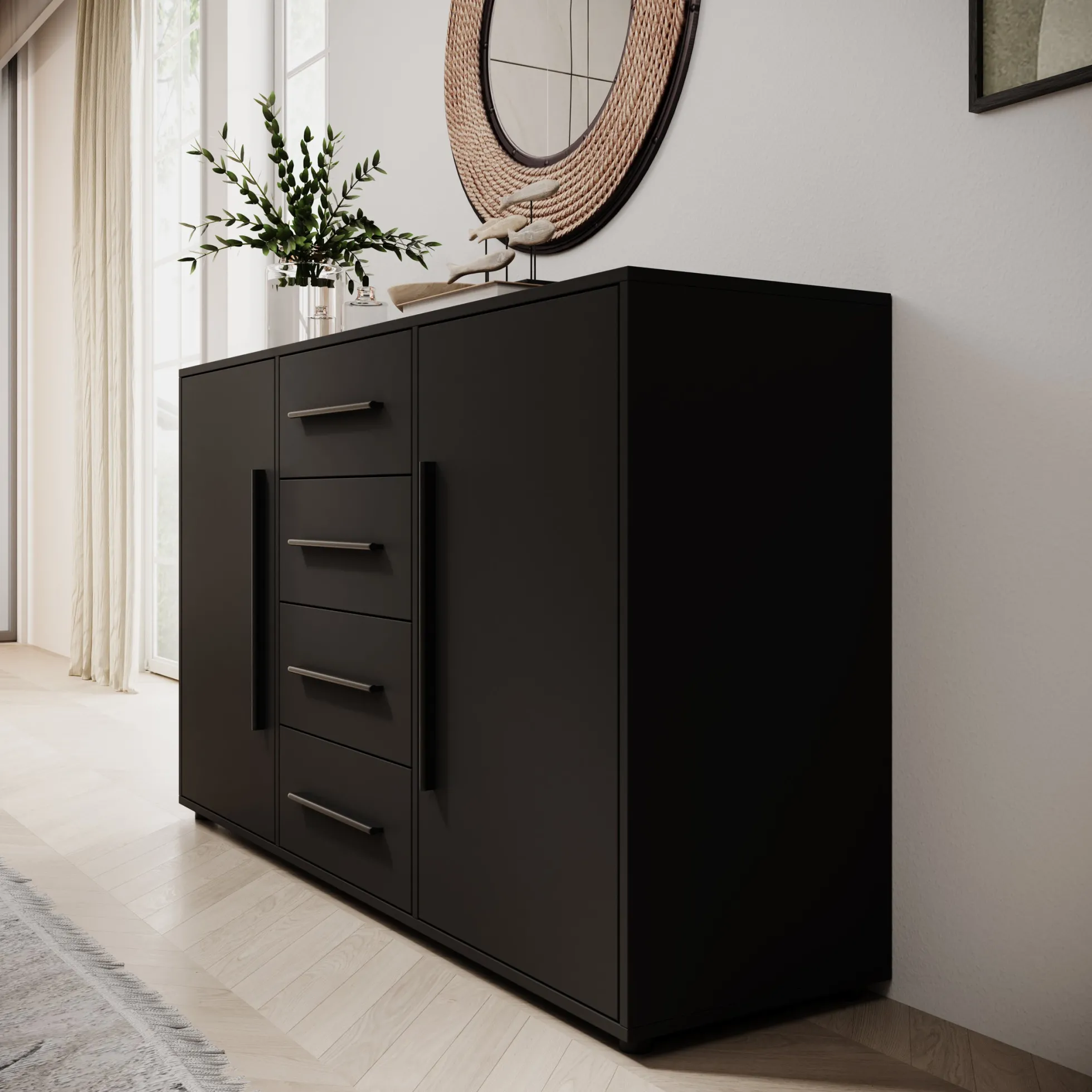 Montalo - Dressoir - Zwart - 150x40x87 cm
