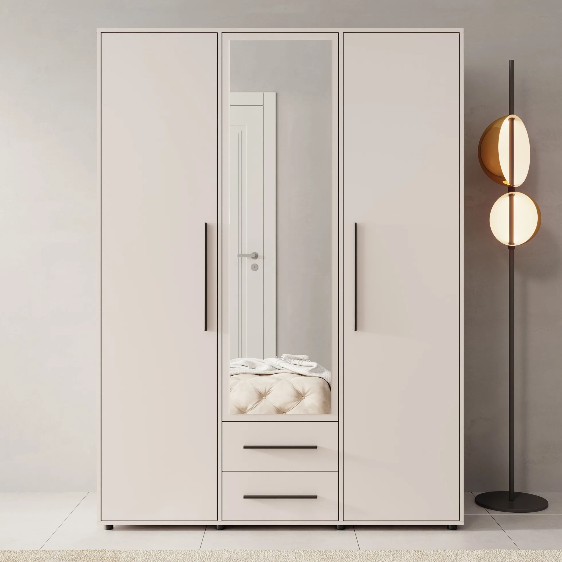 Montalo - Kledingkast 3-deurs - Beige - 150x59x206 cm