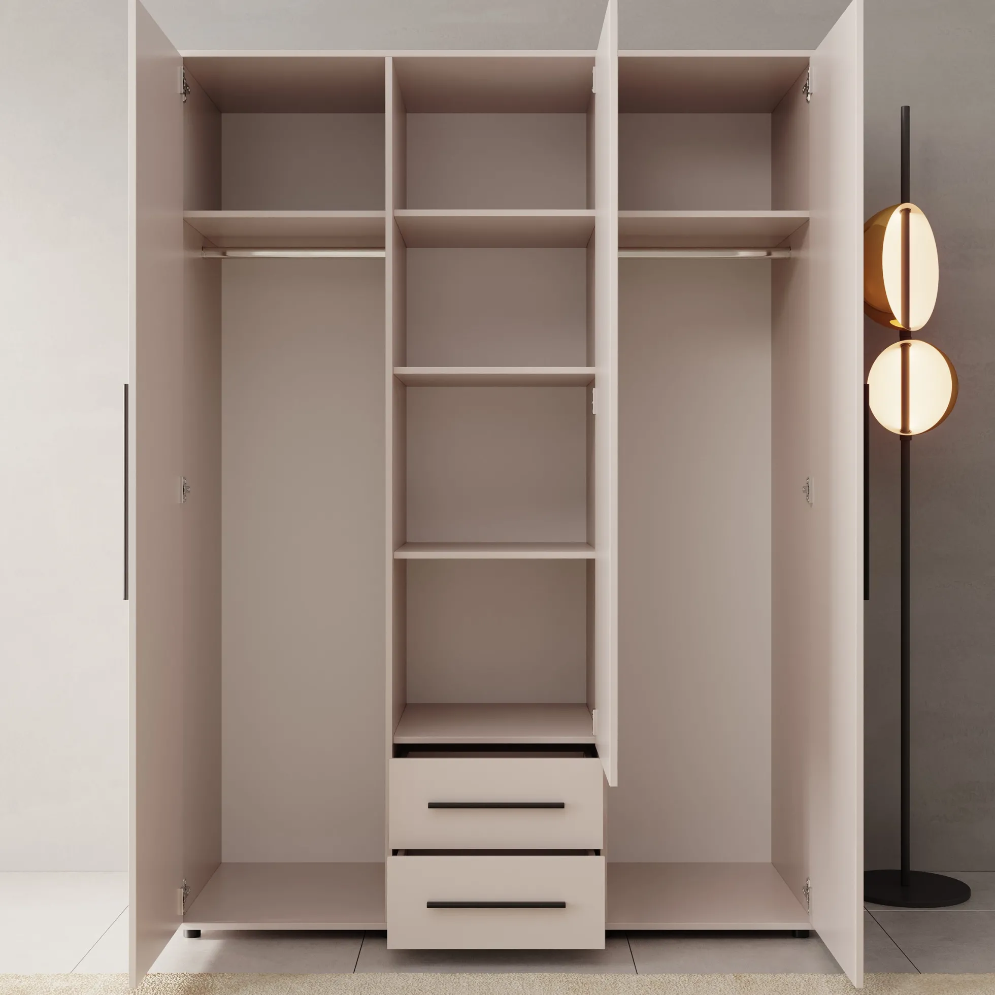 Montalo - Kledingkast 3-deurs - Beige - 150x59x206 cm