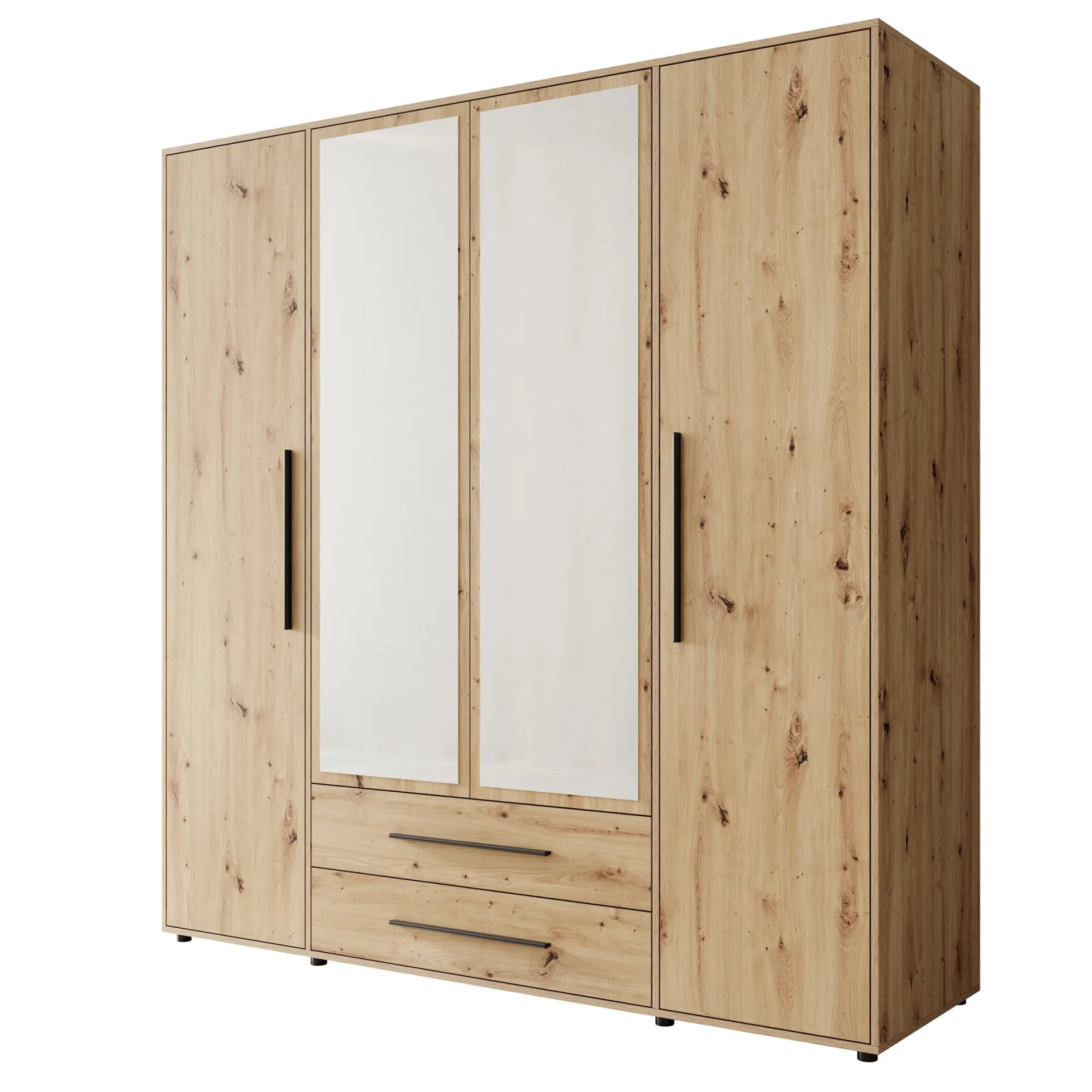 Montalo - Kledingkast 4-deurs - Eikenpatroon - 198x59x206 cm