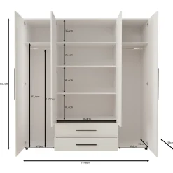 Montalo - Kledingkast 4-deurs - Beige - 198x59x206 cm