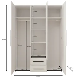 Montalo - Kledingkast 3-deurs - Zwart - 150x59x206 cm