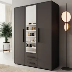 Montalo - Kledingkast 3-deurs - Zwart - 150x59x206 cm