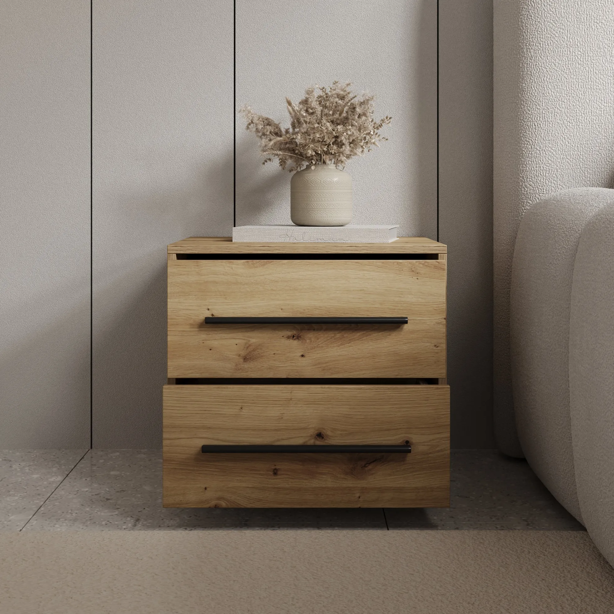 Montalo - Nachtkastje - Eikenpatroon - 51x40x47 cm