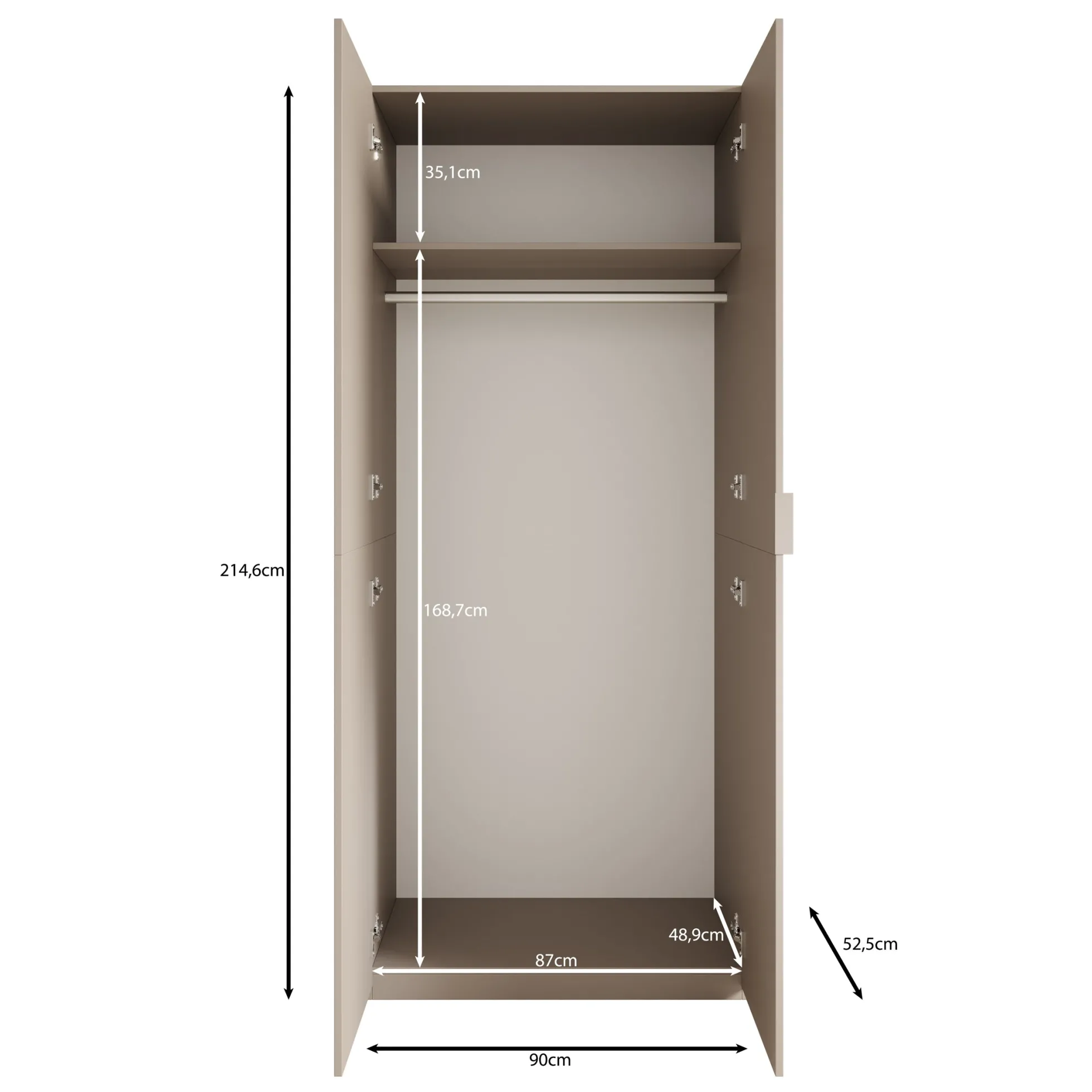 Montclair - Kledingkast 2-deurs - Beige - 90x53x215 cm