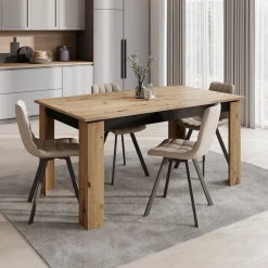 Montellini - Eetkamertafel - Eikenpatroon - 160x90x77 cm