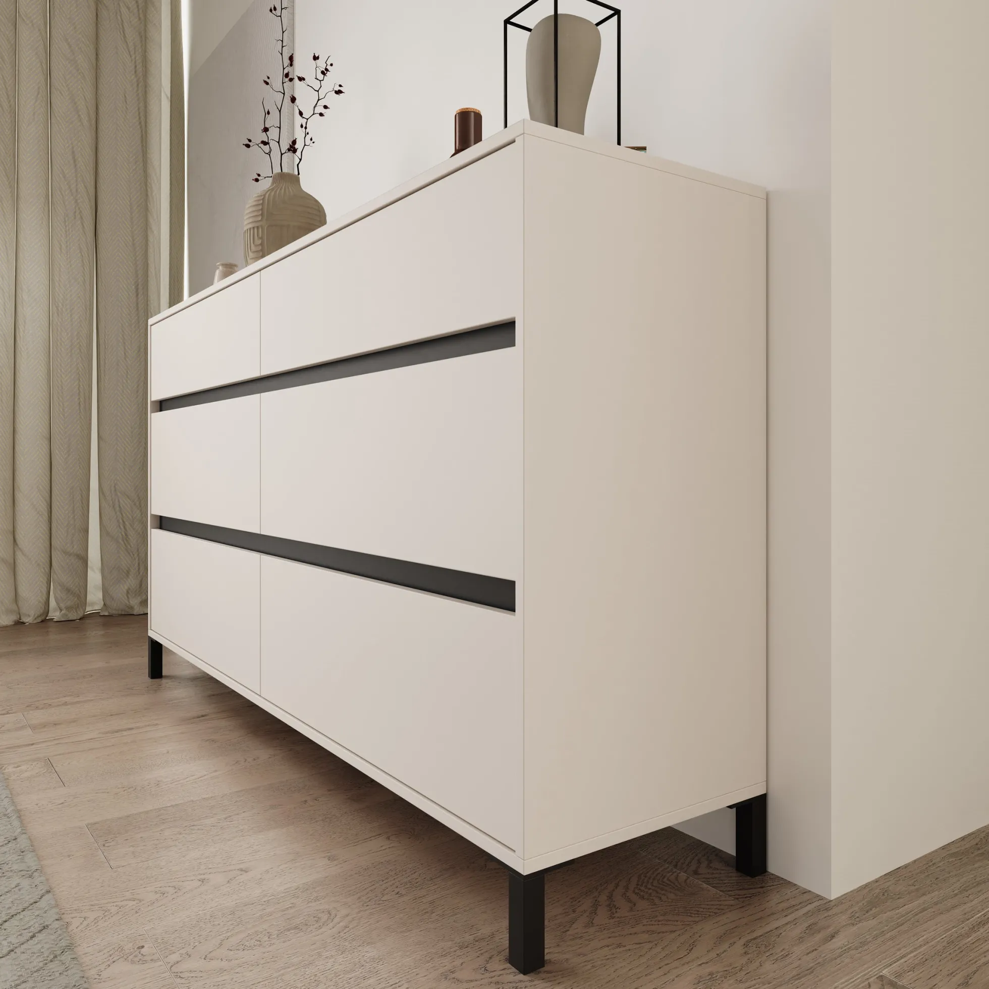Montellini - Ladekast met 6 lades - Beige - 157x40x90 cm