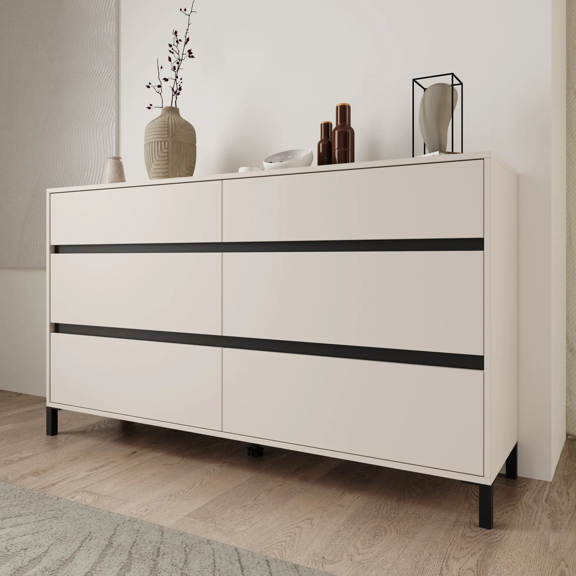 Montellini - Ladekast met 6 lades - Beige - 157x40x90 cm