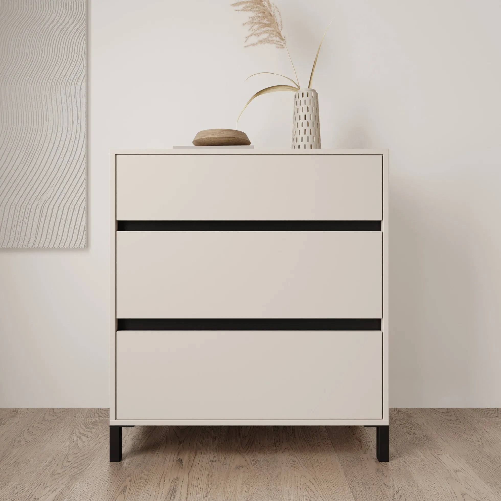 Montellini - Ladekast met 3 lades - Beige - 80x40x90 cm
