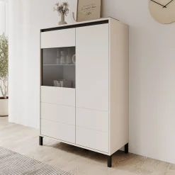 Montellini - Vitrinekast - Beige - 93x40x135 cm
