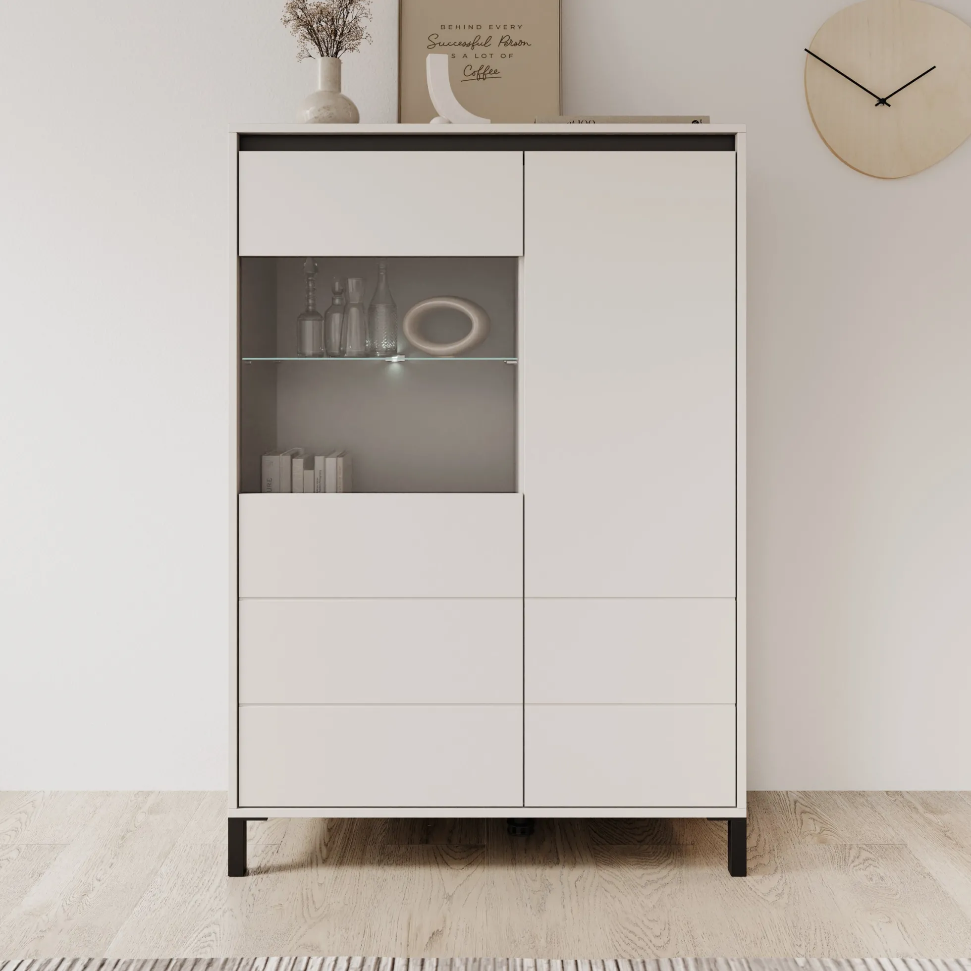 Montellini - Vitrinekast - Beige - 93x40x135 cm