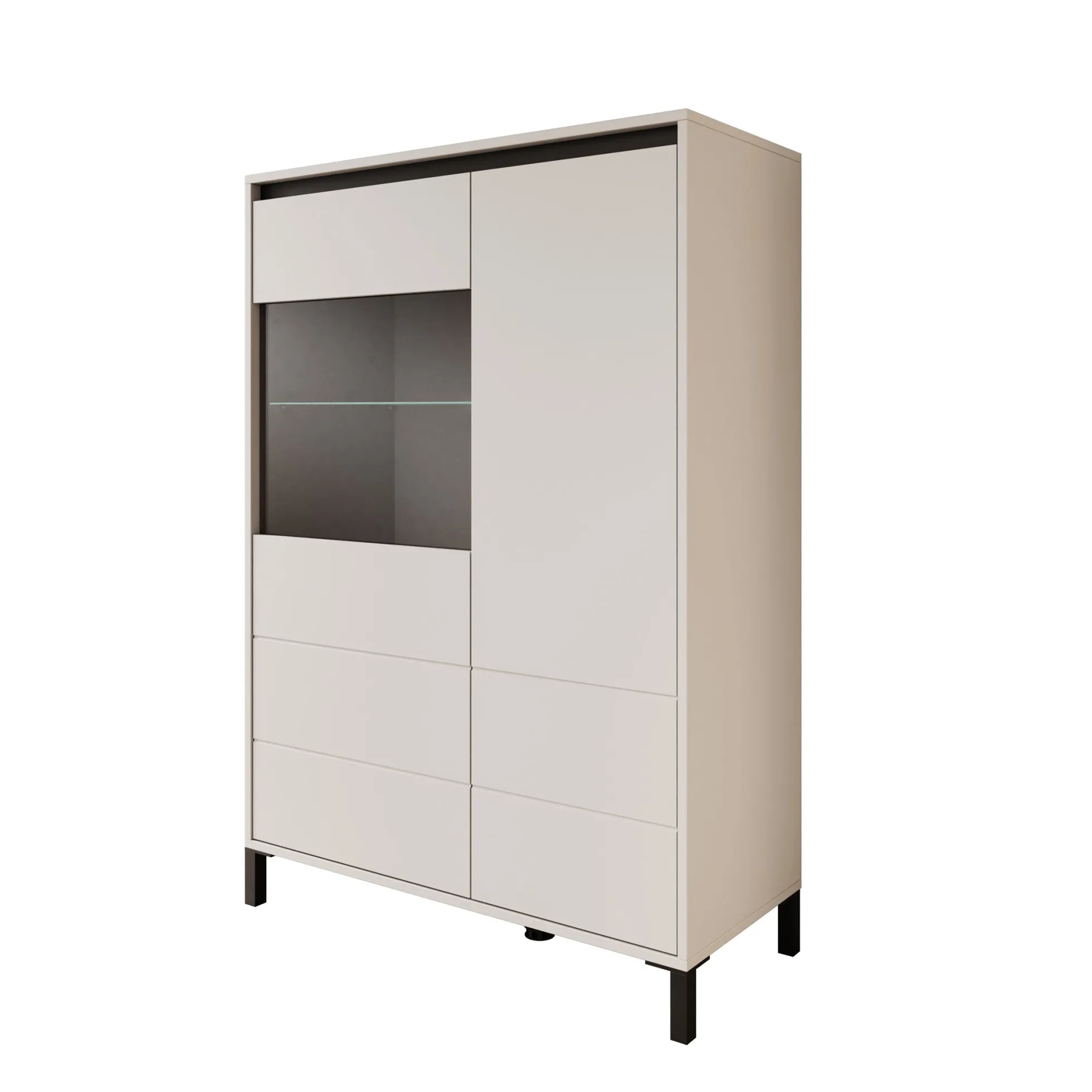 Montellini - Vitrinekast - Beige - 93x40x135 cm
