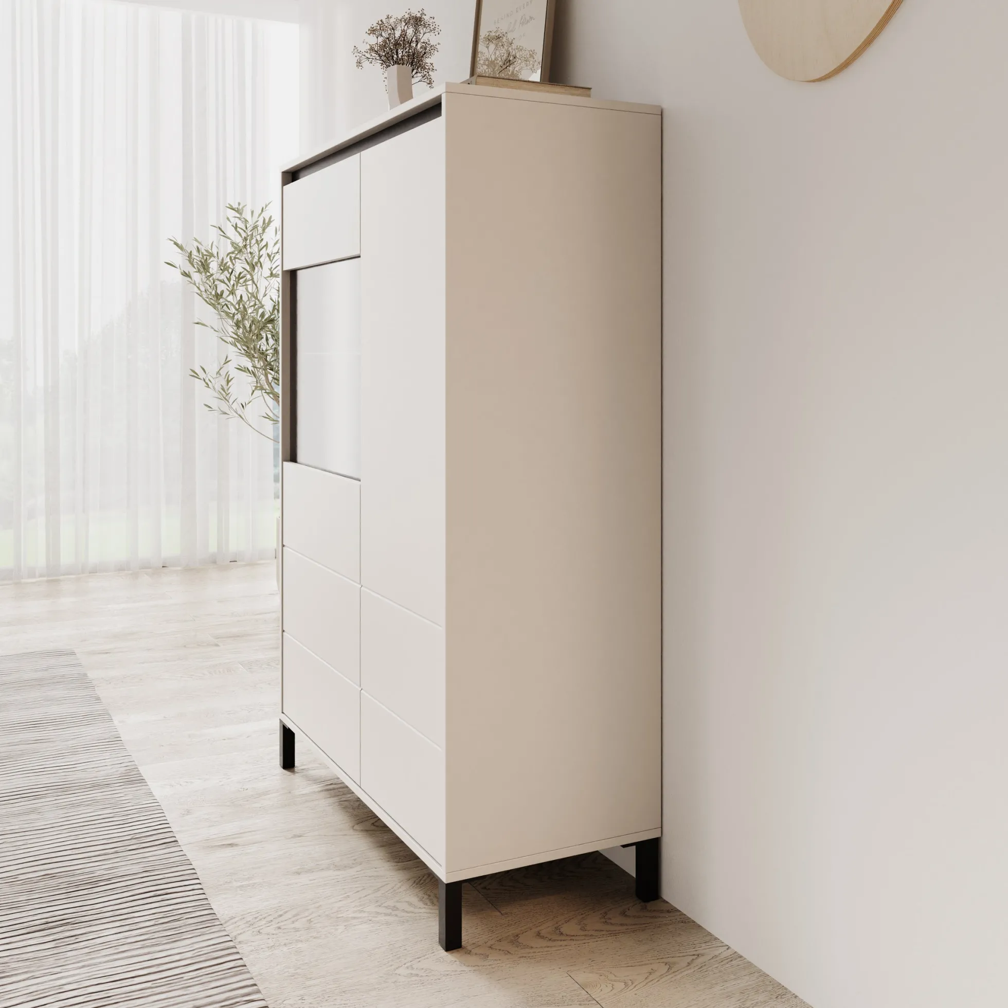 Montellini - Vitrinekast - Beige - 93x40x135 cm
