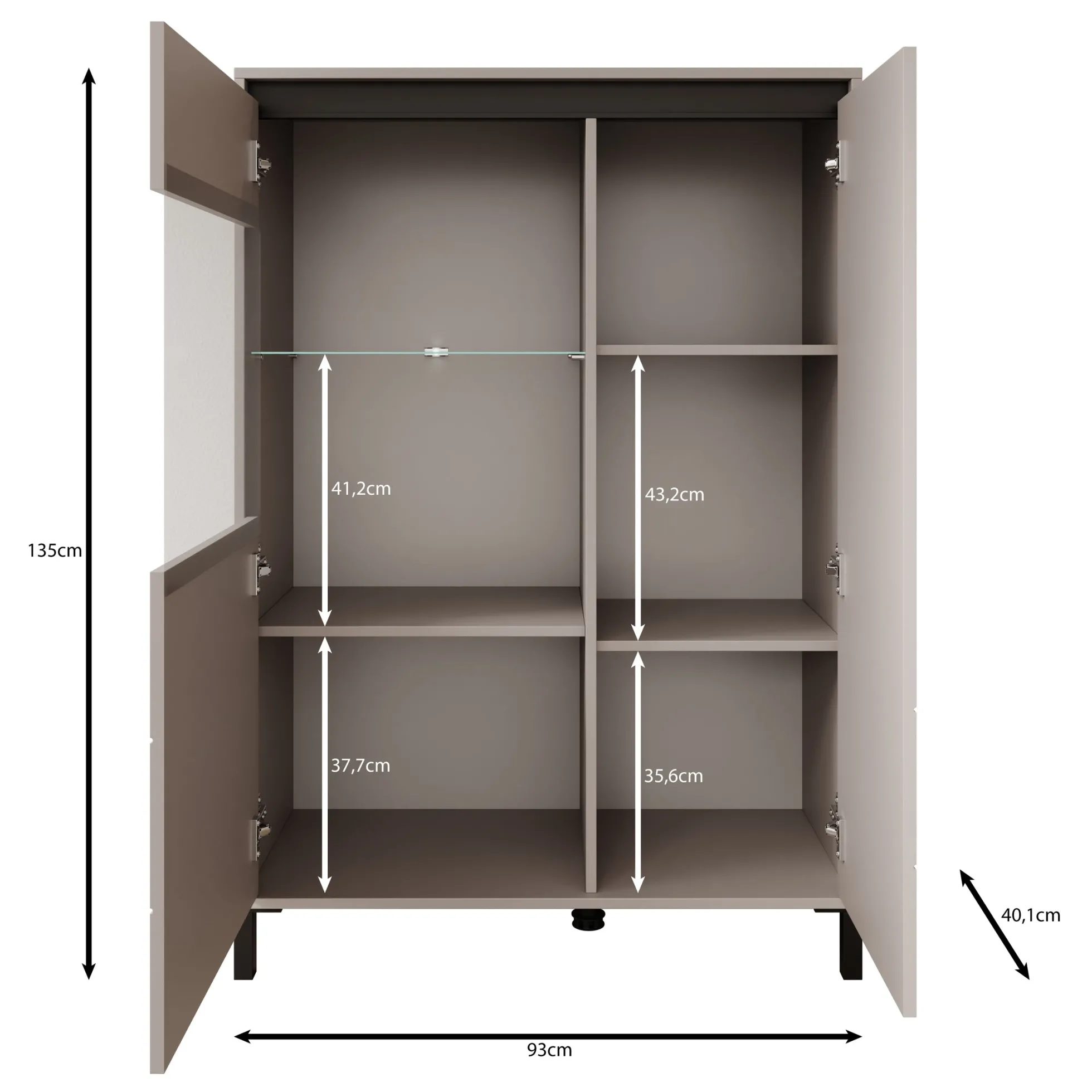 Montellini - Vitrinekast - Eikenpatroon - 93x40x135 cm