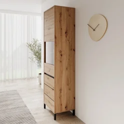 Montellini - Vitrinekast - Eikenpatroon - 55x40x193 cm