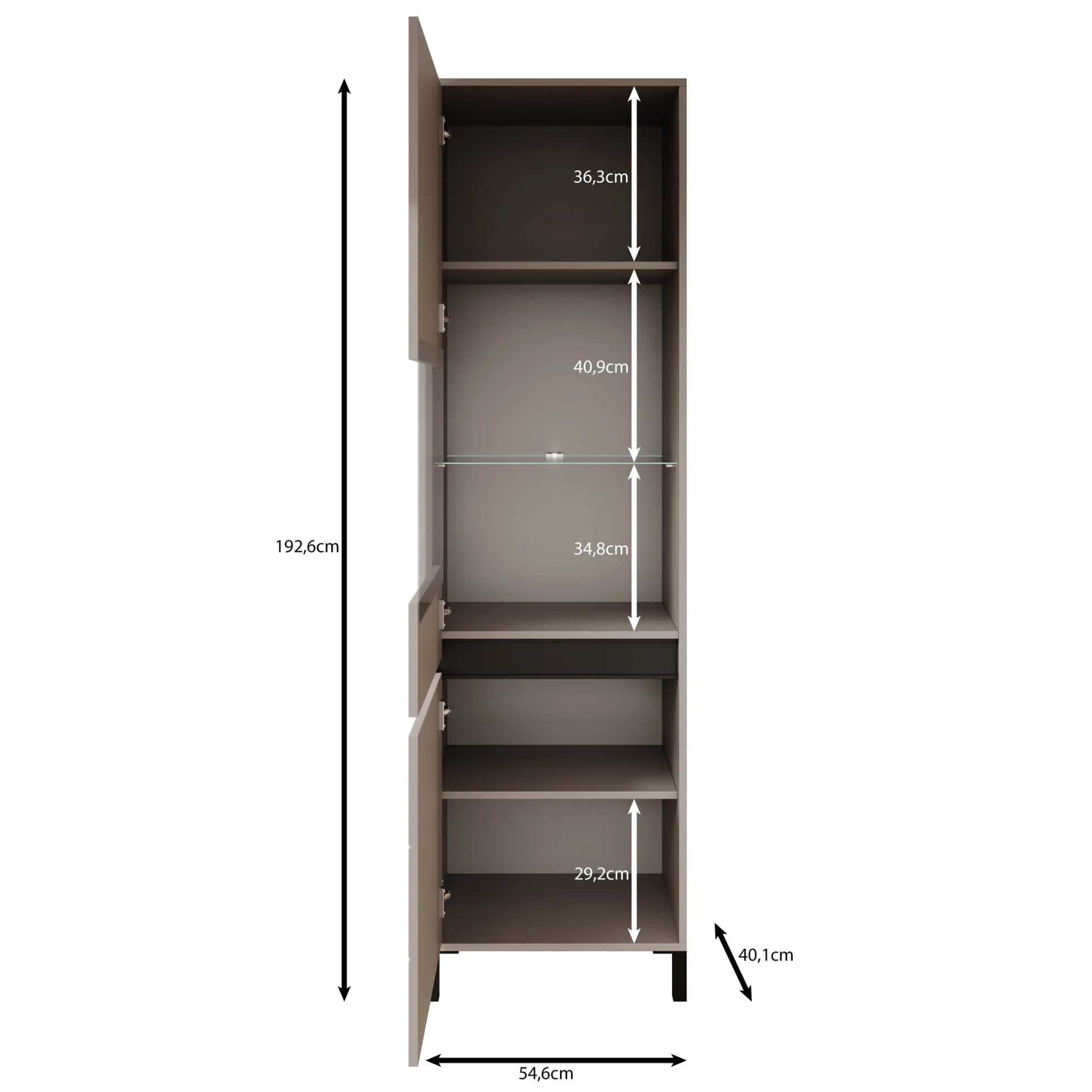 Montellini - Vitrinekast - Eikenpatroon - 55x40x193 cm