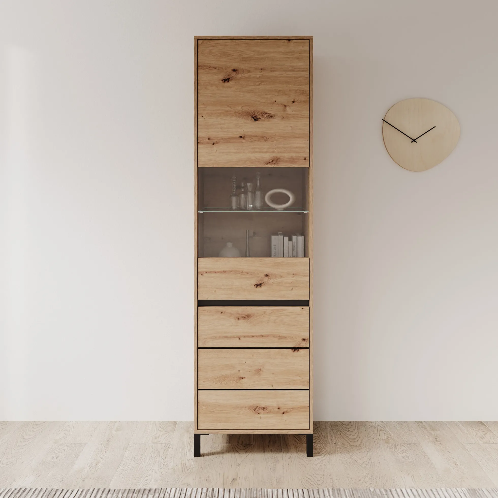Montellini - Vitrinekast - Eikenpatroon - 55x40x193 cm