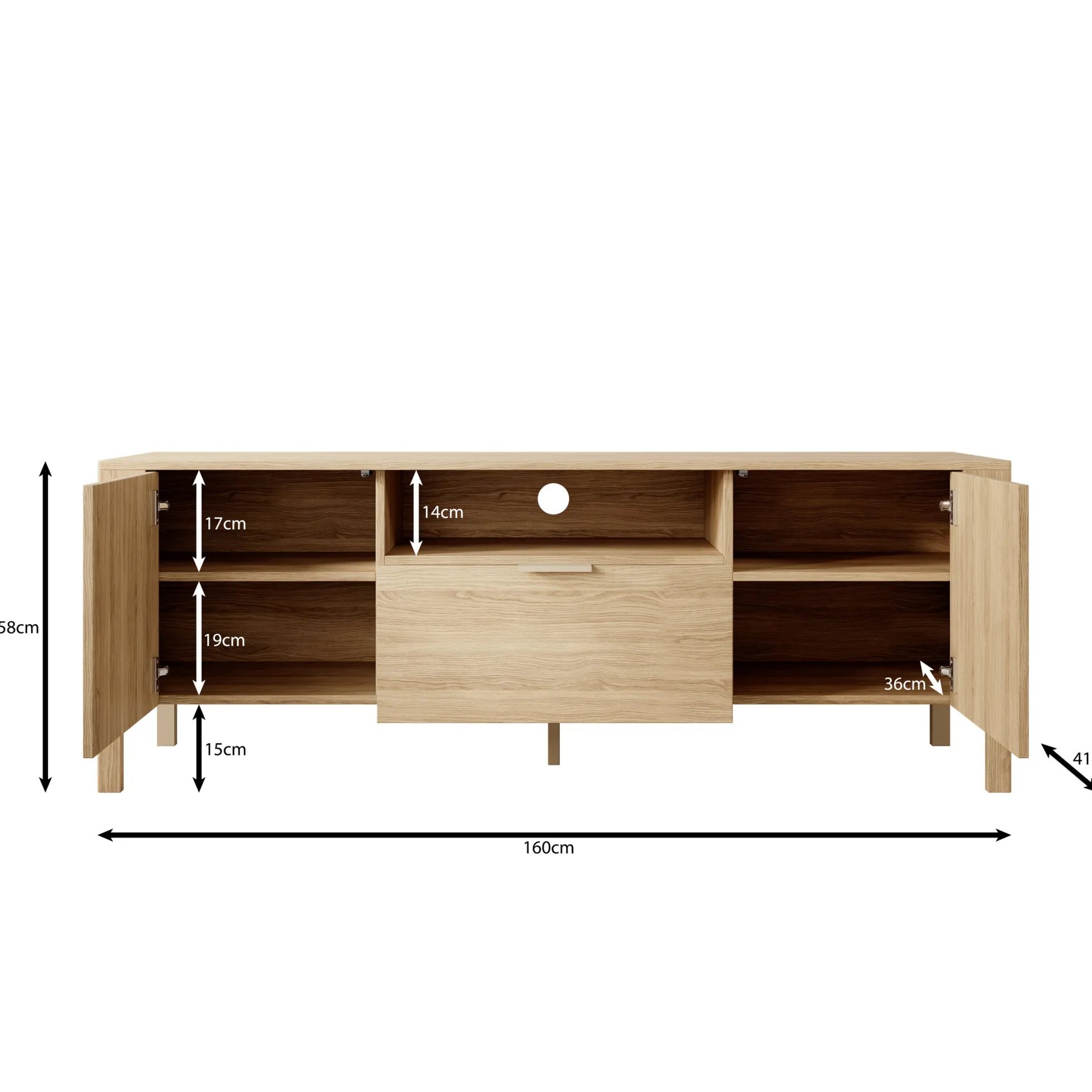 Montera - TV-Meubel - Eikenpatroon - 160x41x58 cm