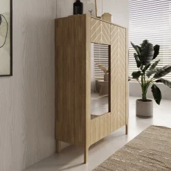 Montera - Vitrinekast met LED - Eikenpatroon - 103x41x146 cm