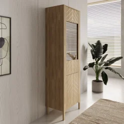 Montera - Vitrinekast met LED - Eikenpatroon - 60x41x198 cm