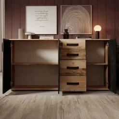 Montreal - Dressoir - Grijs/old wood - 160x32x83 cm