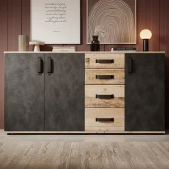 Montreal - Dressoir - Grijs/old wood - 160x32x83 cm