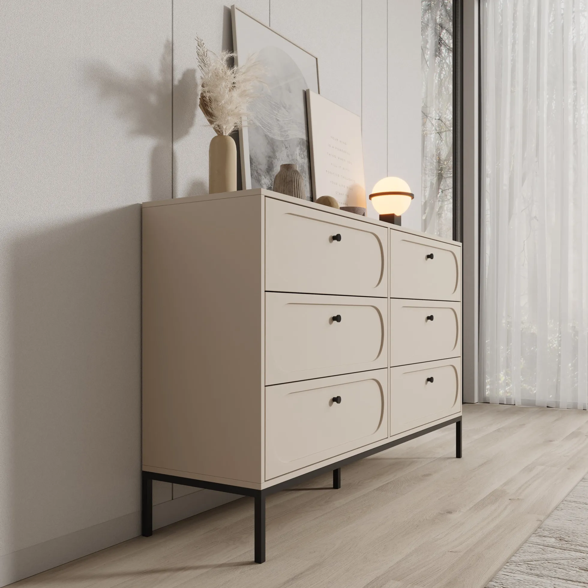 Montserrat - Ladekast 6 lades - Beige - 150x40x92 cm