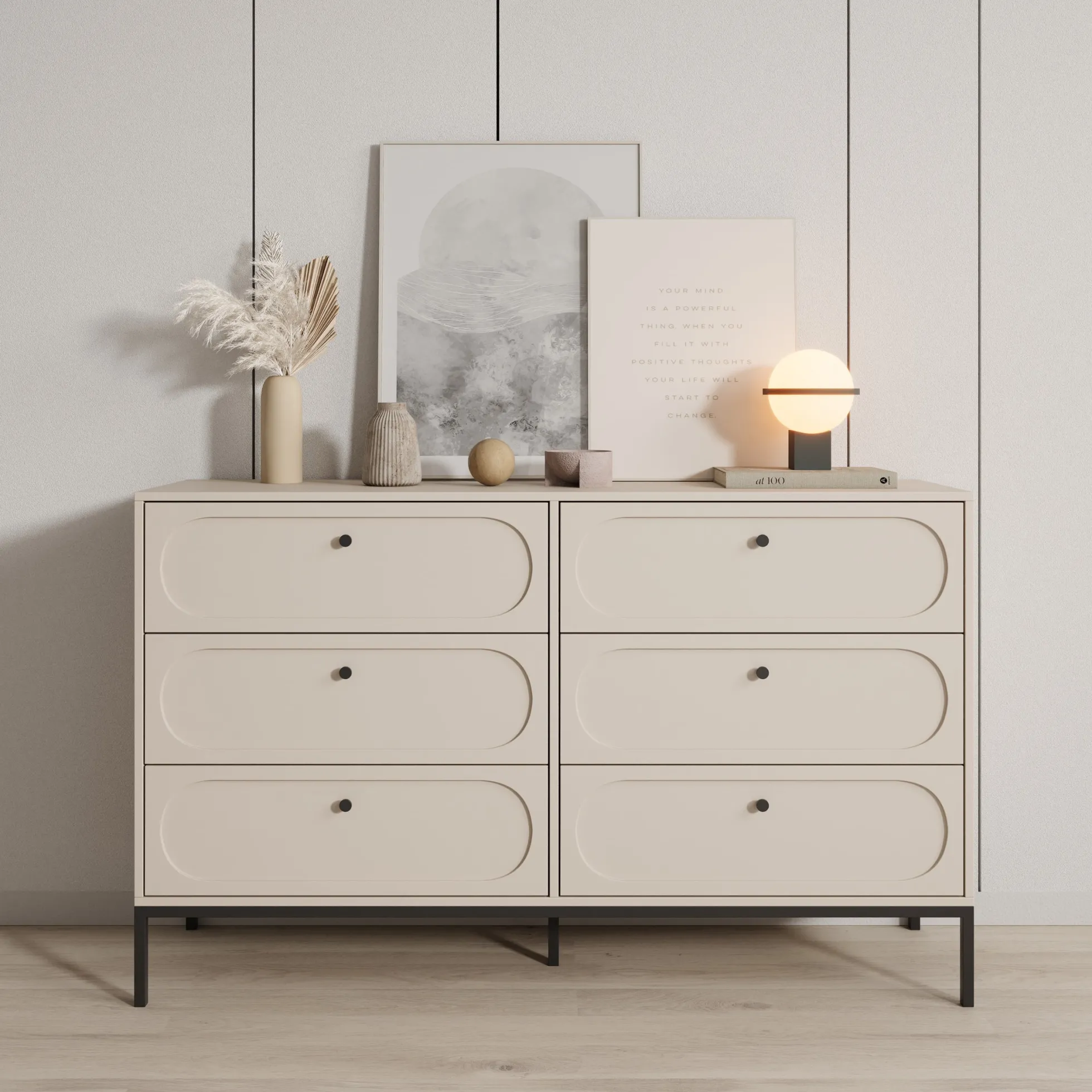 Montserrat - Ladekast 6 lades - Beige - 150x40x92 cm