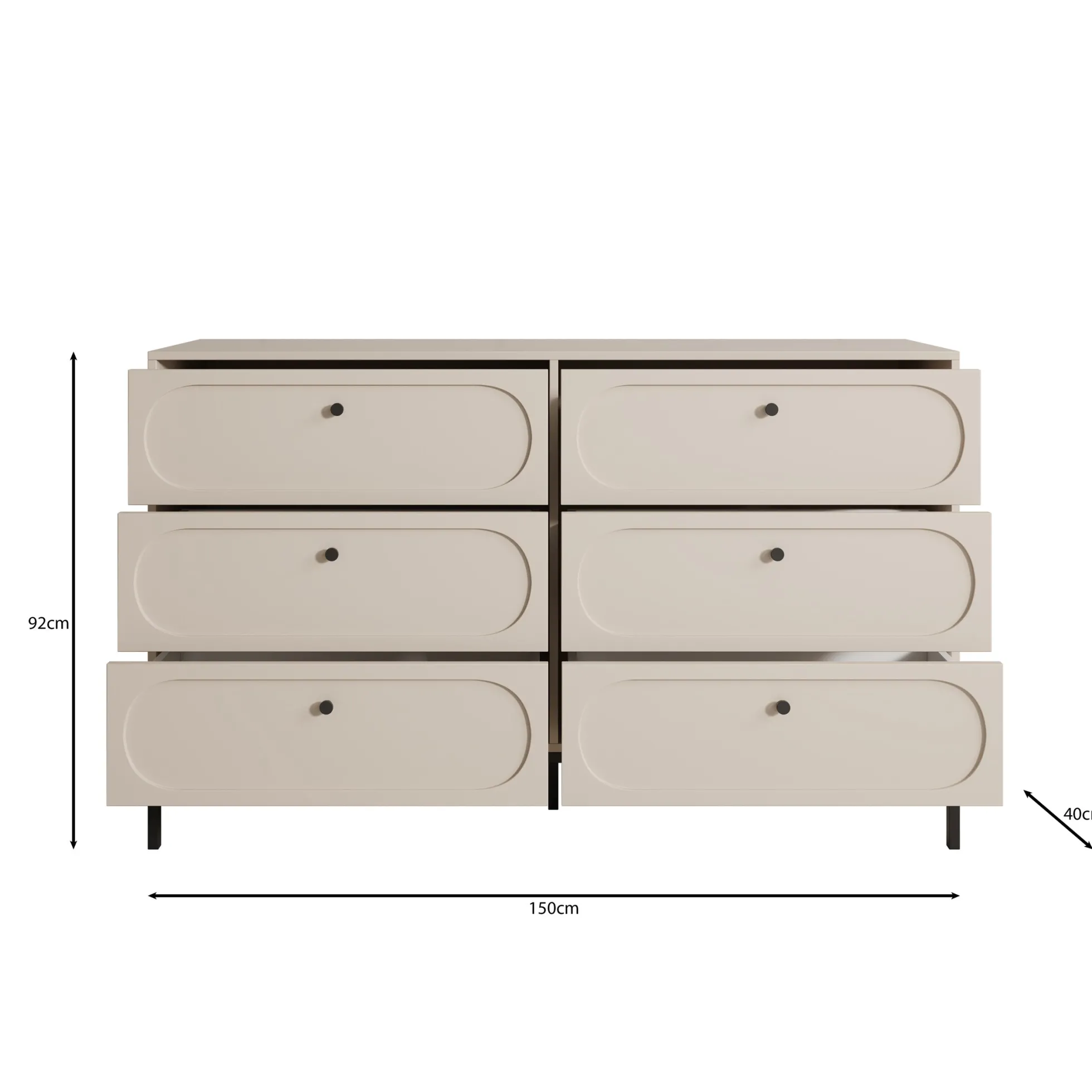 Montserrat - Ladekast 6 lades - Beige - 150x40x92 cm