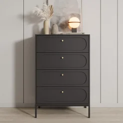Montserrat - Ladekast met 4 lades - Zwart - 80x40x115 cm