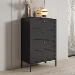 Montserrat - Ladekast met 4 lades - Zwart - 80x40x115 cm