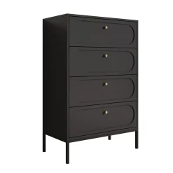 Montserrat - Ladekast met 4 lades - Zwart - 80x40x115 cm