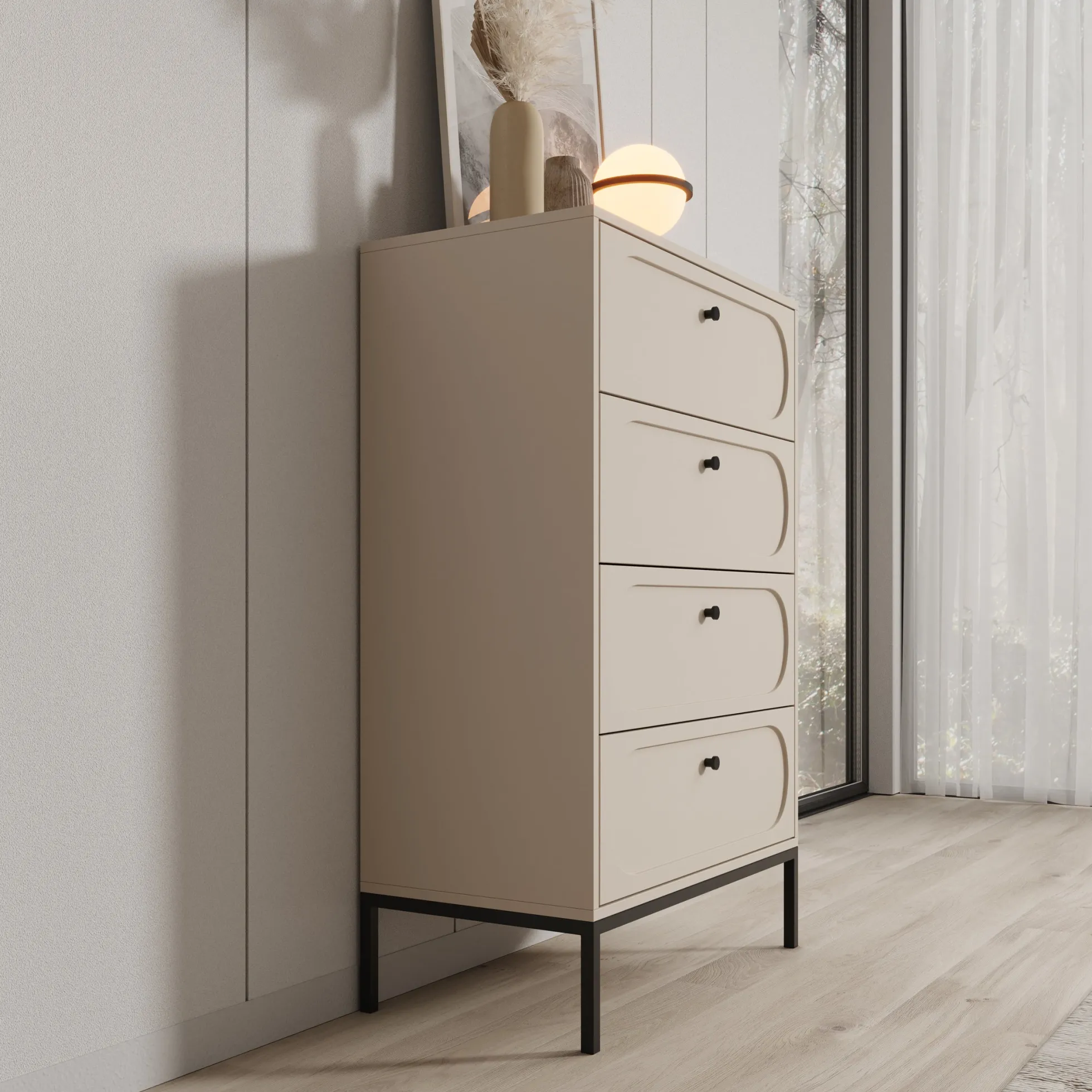 Montserrat - Ladekast met 4 lades - Beige - 80x40x115 cm