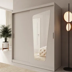 Moyo - Kledingkast met 2 schuifdeuren - Beige - 180x62x200 cm