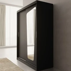 Moyo - Kledingkast met 2 schuifdeuren - Zwart - 150x62x200 cm