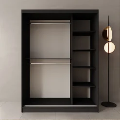 Moyo - Kledingkast met 2 schuifdeuren - Zwart - 150x62x200 cm