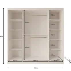 Moyo - Kledingkast met 2 schuifdeuren - Zwart - 200x62x200 cm