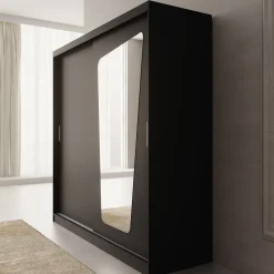 Moyo - Kledingkast met 2 schuifdeuren - Zwart - 200x62x200 cm