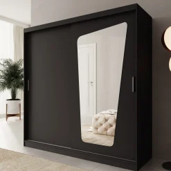 Moyo - Kledingkast met 2 schuifdeuren - Zwart - 200x62x200 cm