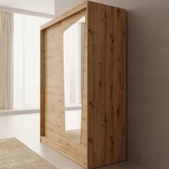 Moyo - Kledingkast met 2 schuifdeuren - Eikenpatroon - 150x62x200 cm