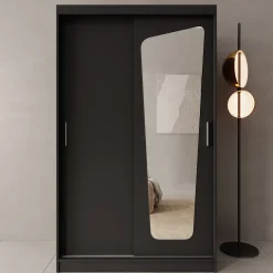 Moyo - Kledingkast met 2 schuifdeuren - Zwart - 120x62x200 cm