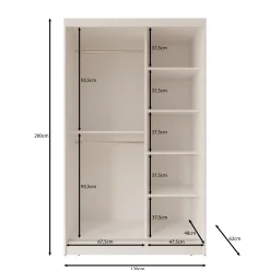 Moyo - Kledingkast met 2 schuifdeuren - Zwart - 120x62x200 cm