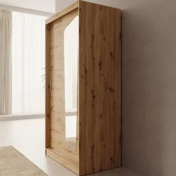 Moyo - Kledingkast met 2 schuifdeuren - Eikenpatroon - 100x62x200 cm