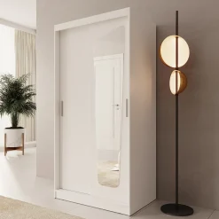 Moyo - Kledingkast met 2 schuifdeuren - Wit - 100x62x200 cm
