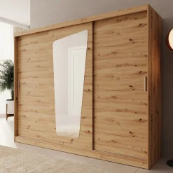 Moyo - Kledingkast met 3 schuifdeuren - Eikenpatroon - 250x62x200 cm