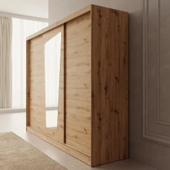 Moyo - Kledingkast met 3 schuifdeuren - Eikenpatroon - 250x62x200 cm