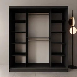 Moyo - Kledingkast met 2 schuifdeuren - Zwart - 180x62x200 cm