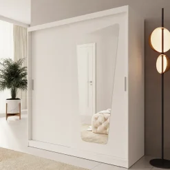 Moyo - Kledingkast met 2 schuifdeuren - Wit - 180x62x200 cm