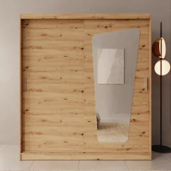 Moyo - Kledingkast met 2 schuifdeuren - Eikenpatroon - 180x62x200 cm